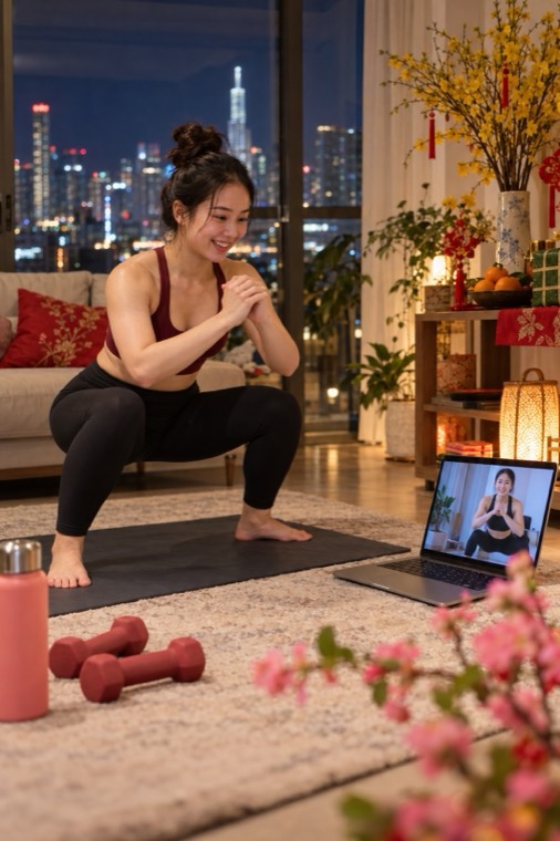 Chị em ở nước ngoài tập online buổi tối